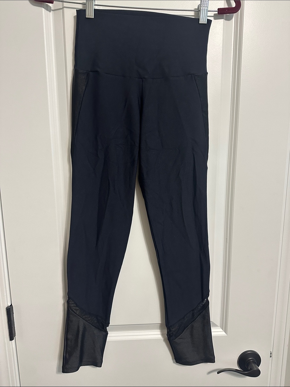Liquido Black High-Waist Leggings with Mesh Cutouts